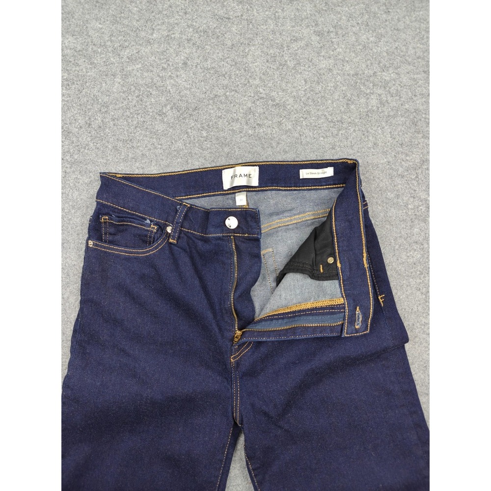 Frame Le Sleek Straight Jeans Womens 31 Blue Dark Wash Mid Rise Stretch 31x30 - Picture 3 of 11